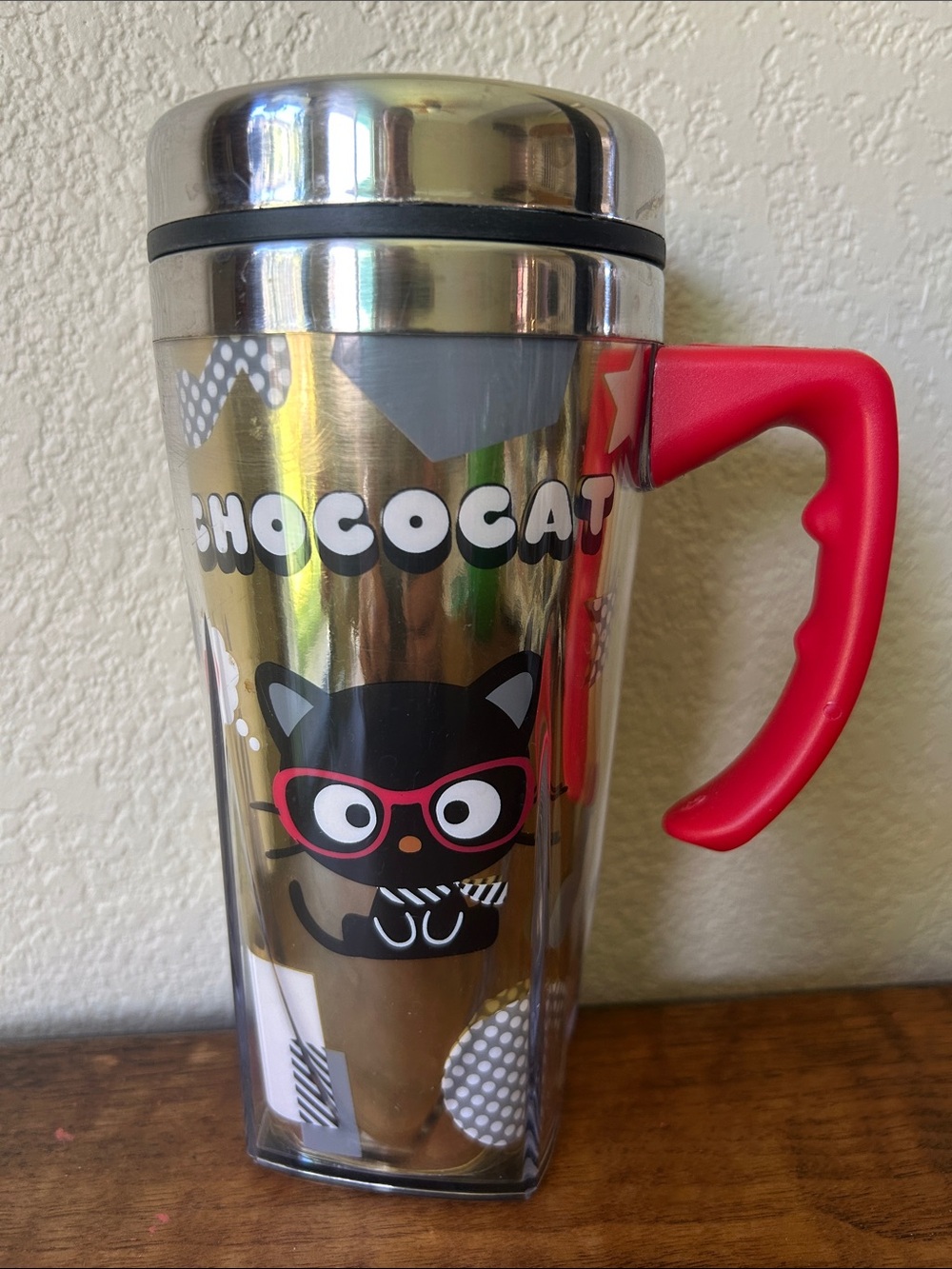 Chococat 2010 Stainless Steel Travel Mug with Red Handle